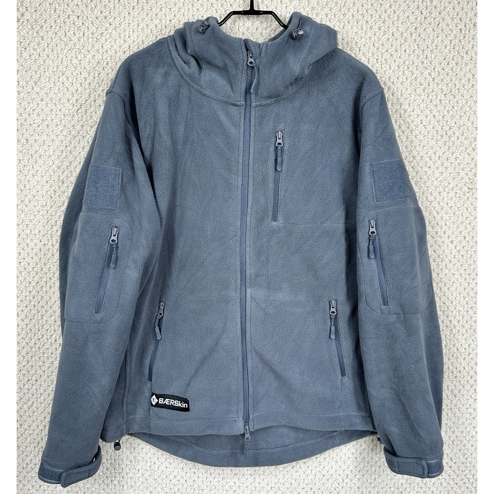 Baerskin V1 Tactical Hoodie Men L Gray Fleece Full Zip Heavy Duty Utility Jacket
